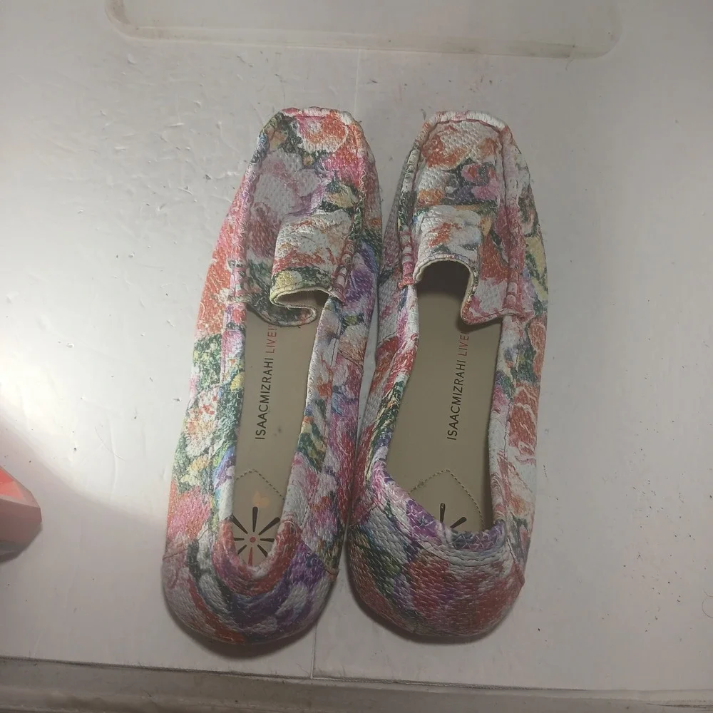 Isaac Mizrahi Live Imangelica Loafers 8.5W Multicolor Floral Leather Flats